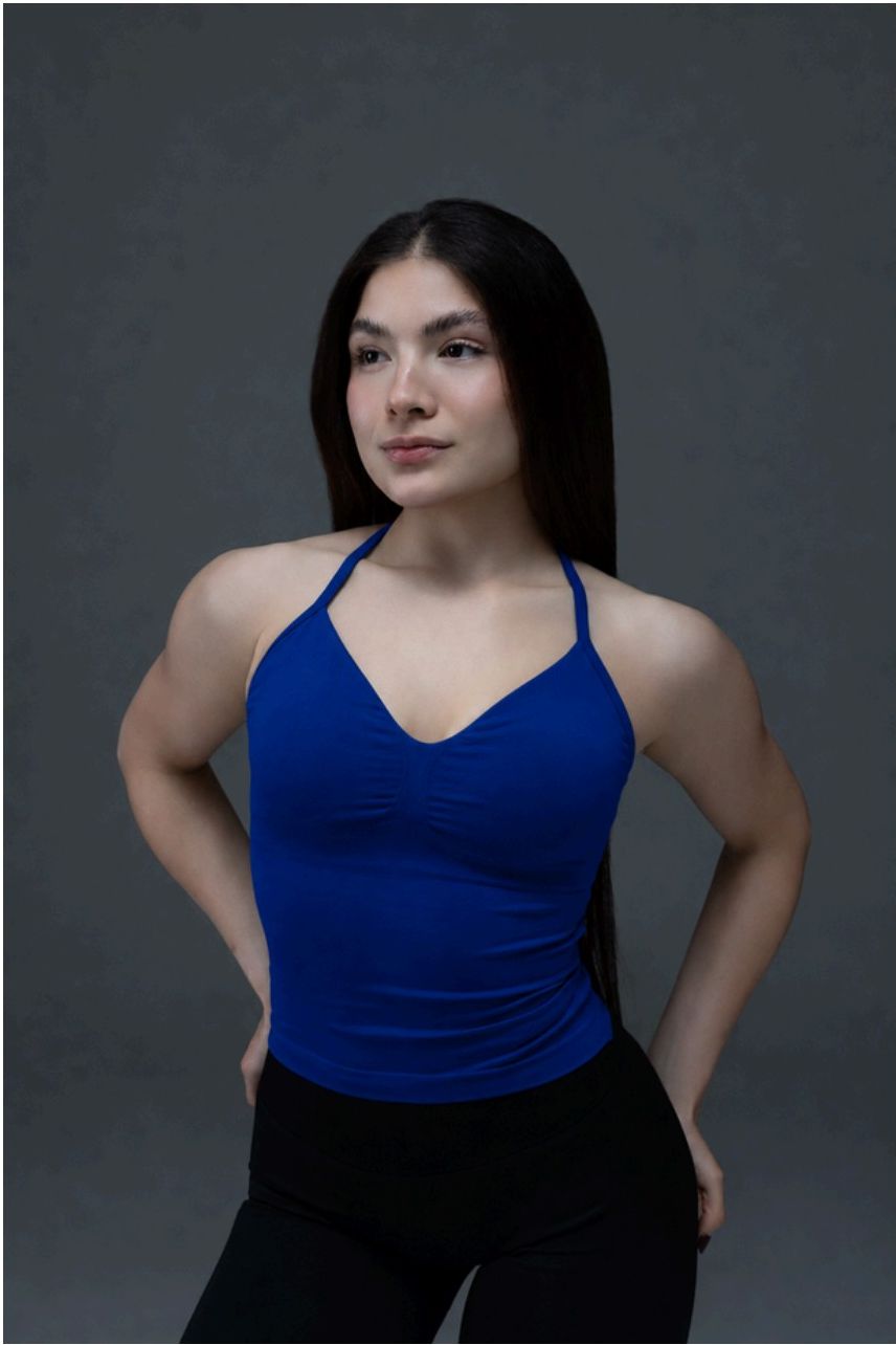 Aura Longline Top in Ocean Blue